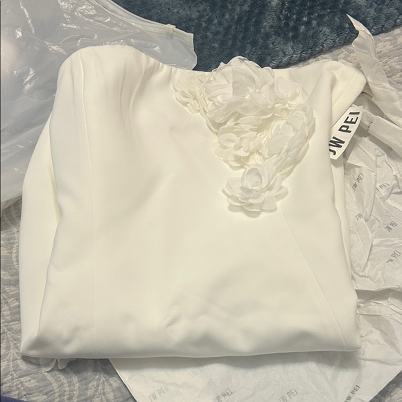 JW PEI White Strapless Mini Dress with Floral Details - Picture 6 of 6